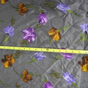 Elaine Gold for Collection XIIX LTD Gray Floral Hair Scarf 100% SILK 21 x 21